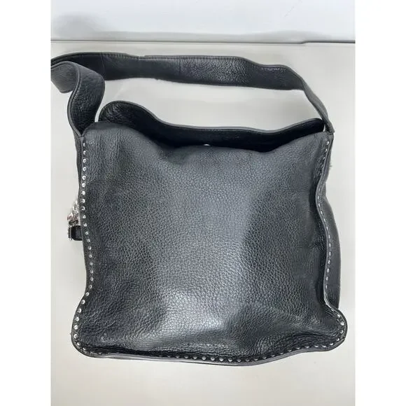 Michael Kors Handbag Astor Studded Black Leather Shoulder Bag Slouchy - Picture 1 of 16